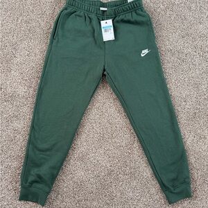 Nike Men’s Green Fleece Joggers with White Swoosh